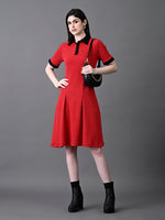 Thumbnail for Myshka Women's Red Collared Dress