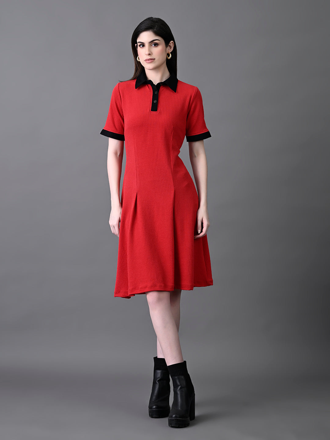 Myshka Women's Red Collared Dress - Distacart