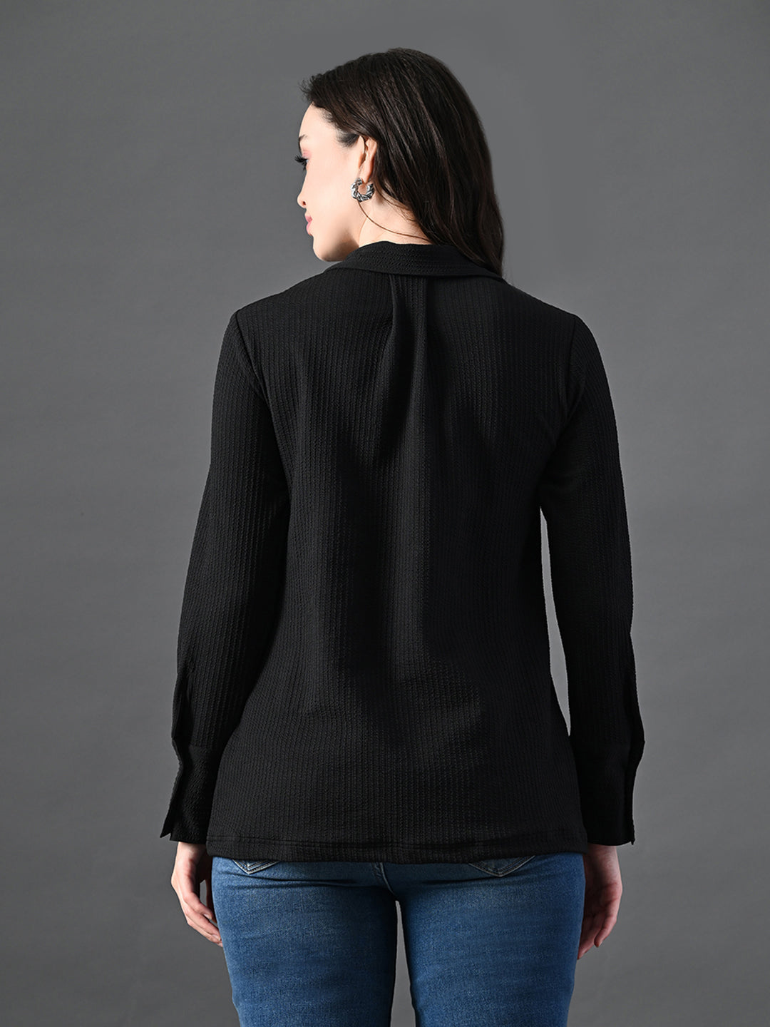 Myshka Women's Classic Black V-Neck Full Sleeve Top For Daily Wear - Distacart