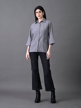 Myshka Women's Grey Pleated Top - Distacart