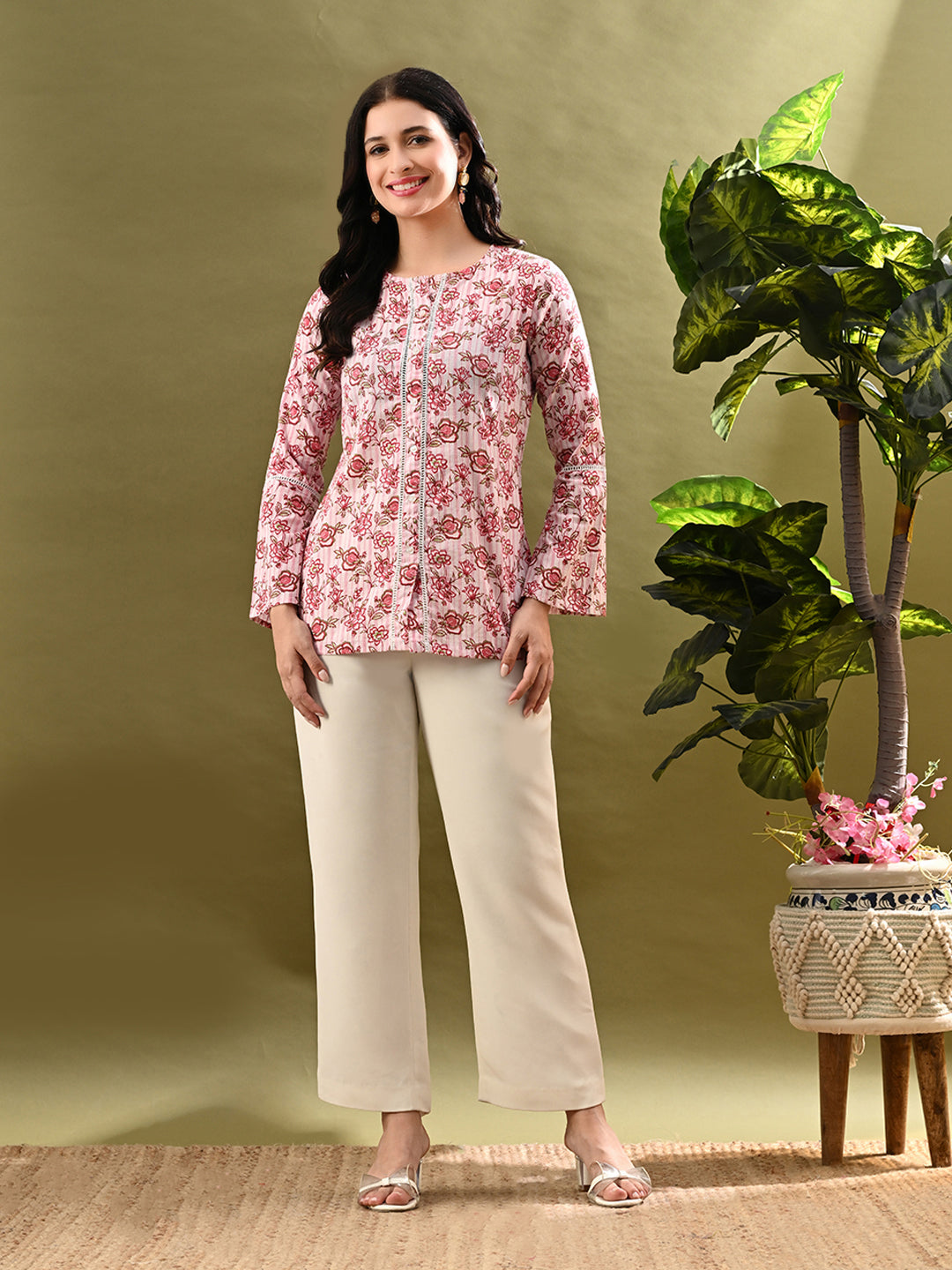 Myshka Women's Multi Printed Tunic With Lace - Distacart