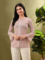 Thumbnail for Myshka Women's Multi Stripe Printed Tunic With Lace