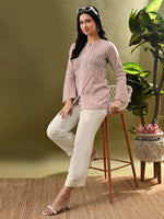 Thumbnail for Myshka Women's Multi Stripe Printed Tunic With Lace