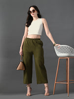 Thumbnail for Myshka Women's Olive Traight Fit Party Trouser