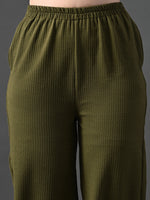 Thumbnail for Myshka Women's Olive Traight Fit Party Trouser