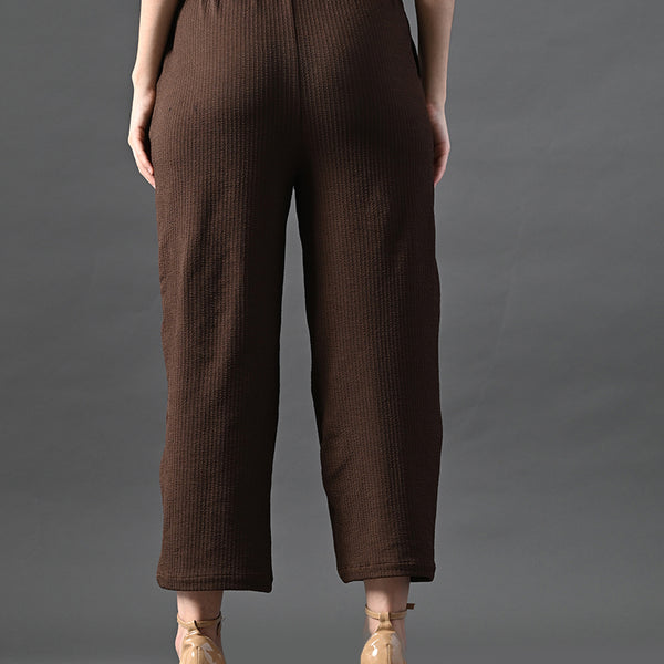 Myshka Women's Coffe Brown Traight Fit Party Trouser - Distacart