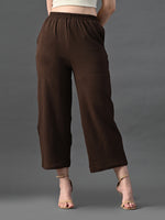 Thumbnail for Myshka Women's Coffe Brown Traight Fit Party Trouser
