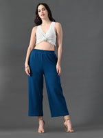 Thumbnail for Myshka Women's Blue Traight Fit Party Trouser
