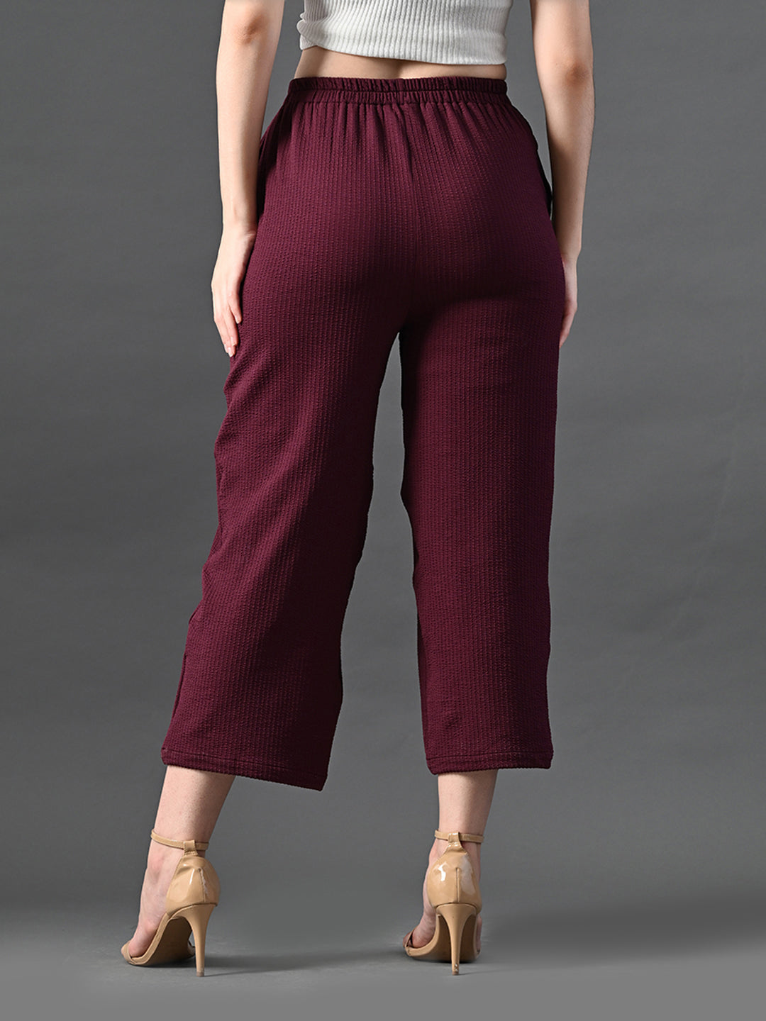 Myshka Women's Magenta Traight Fit Party Trouser - Distacart