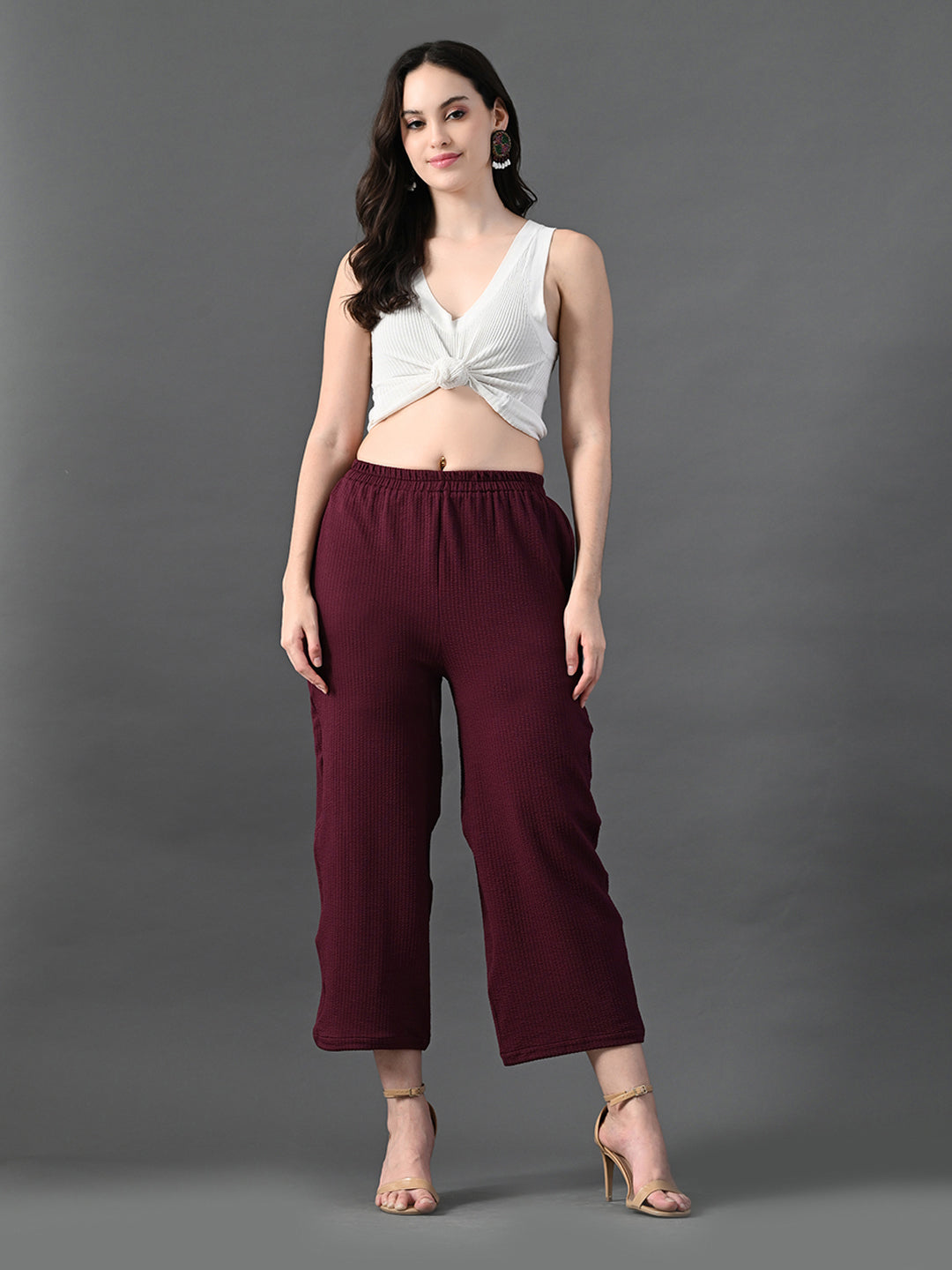 Myshka Women's Magenta Traight Fit Party Trouser - Distacart