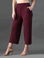 Thumbnail for Myshka Women's Magenta Traight Fit Party Trouser