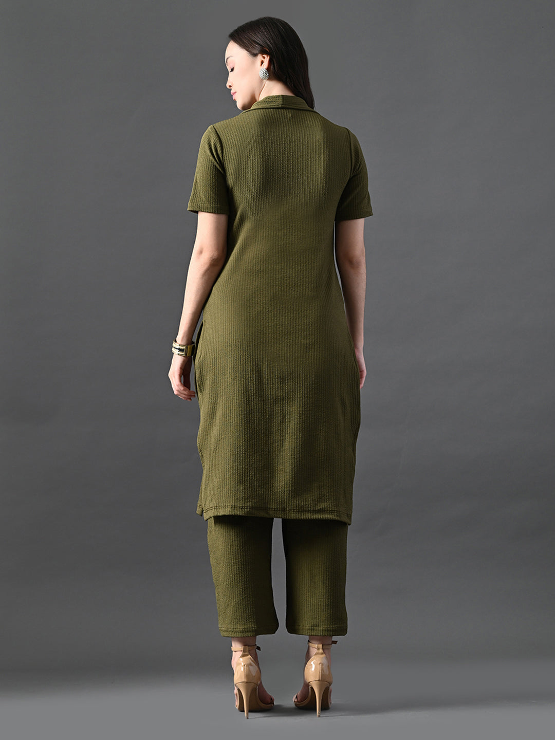 Myshka Women's Olive Green Kurta Set - Distacart