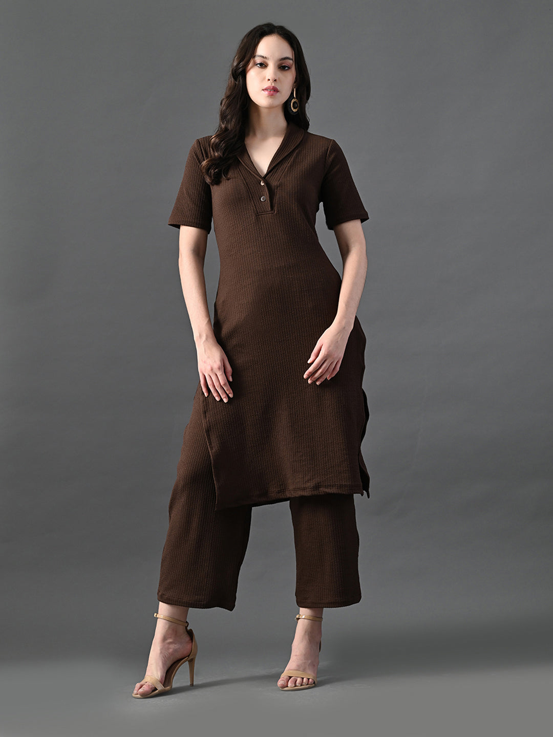 Myshka Women's Coffe Brown Kurta Set - Distacart