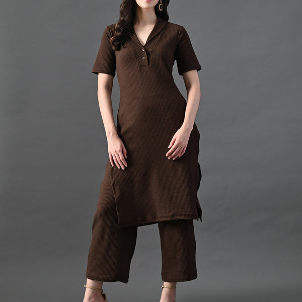 Myshka Women's Coffe Brown Kurta Set - Distacart