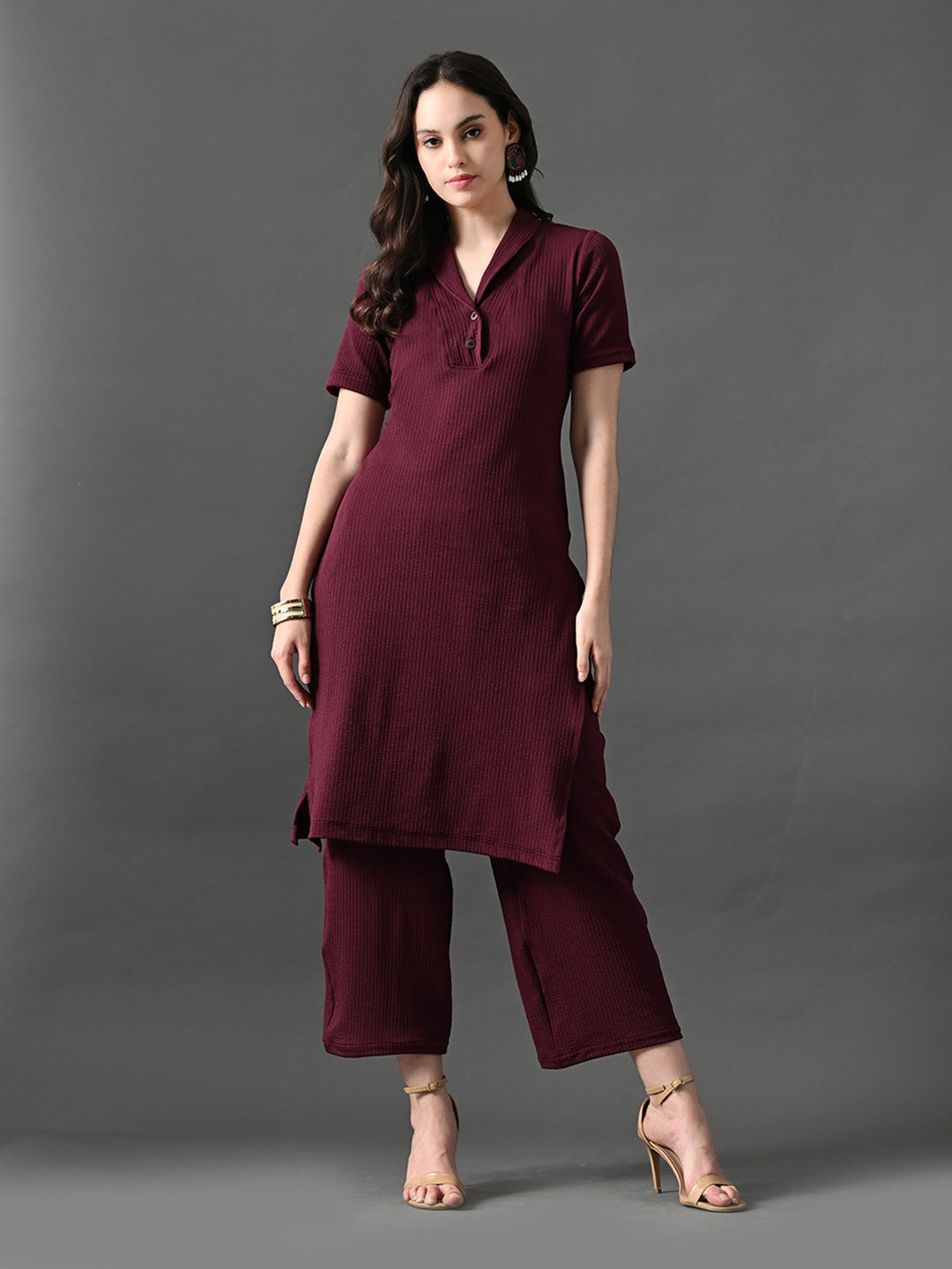 Myshka Women's Magenta Green Kurta Set - Distacart
