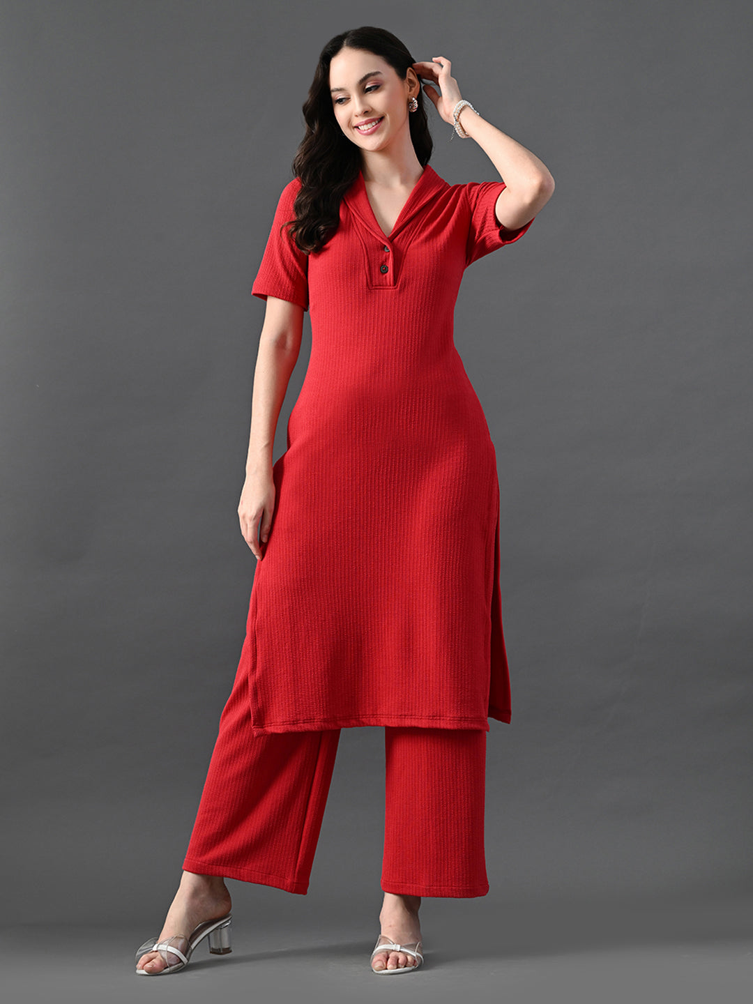 Myshka Women's Red Kurta Set - Distacart