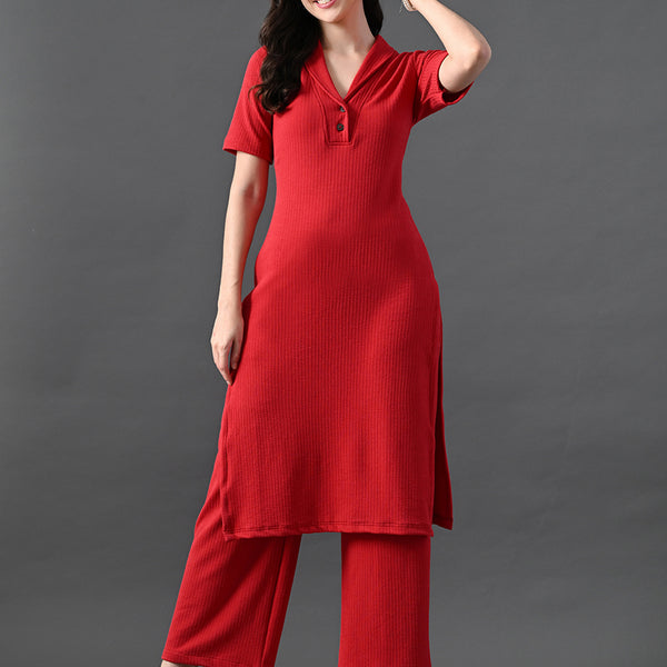 Myshka Women's Red Kurta Set - Distacart