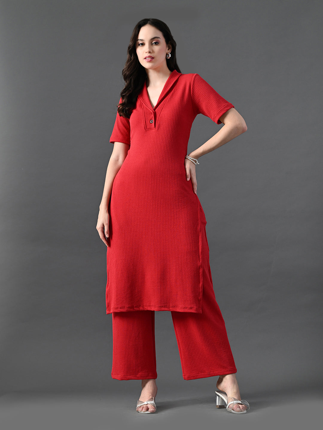 Myshka Women's Red Kurta Set - Distacart