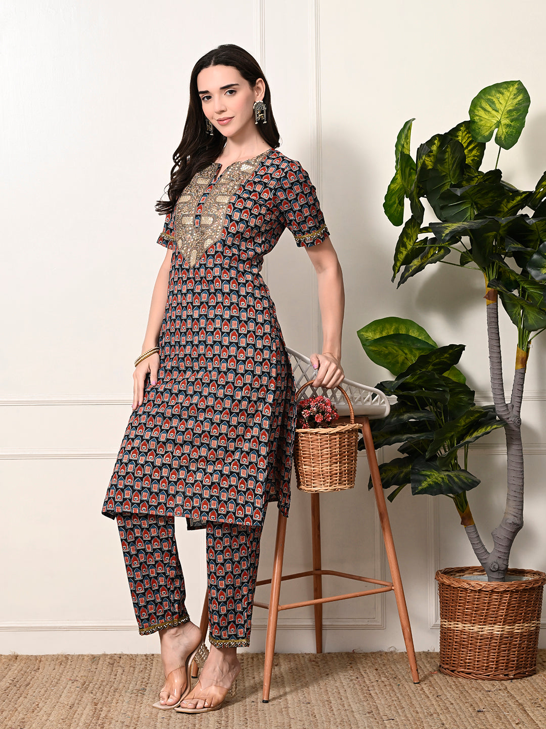 Myshka Women's Cotton Printed Kurta Set - Distacart