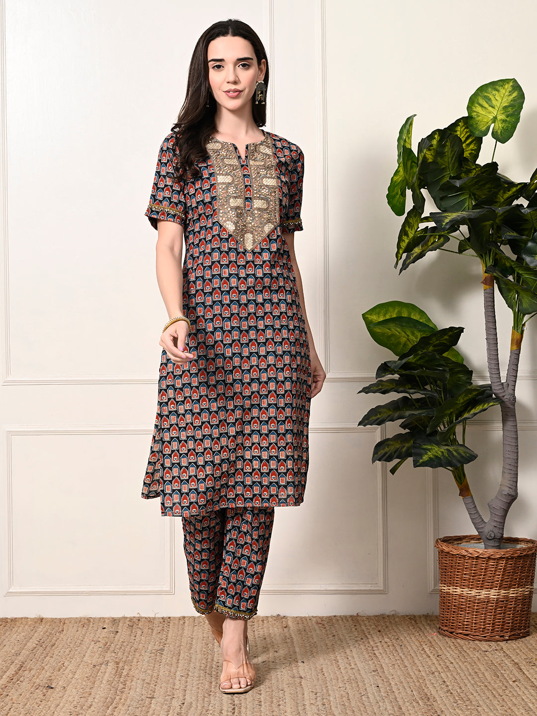 Myshka Women's Cotton Printed Kurta Set - Distacart