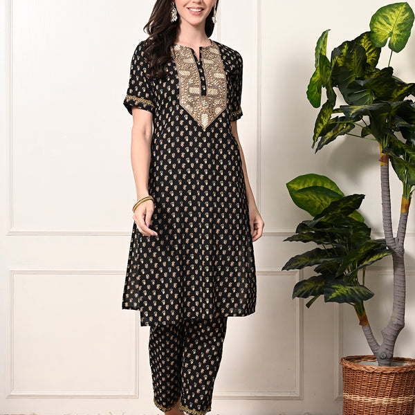 Myshka Women's Cotton Printed Kurta Set - Distacart