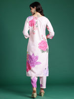 Thumbnail for Indo Era Peach Printed Straight Kurta Trousers Set - Distacart