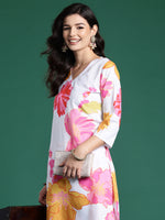 Thumbnail for Indo Era White Printed Straight Kurta Trousers Set - Distacart