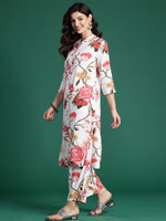 Thumbnail for Indo Era White Printed Straight Kurta Palazzos Set - Distacart