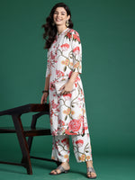 Thumbnail for Indo Era White Printed Straight Kurta Palazzos Set - Distacart