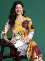 Thumbnail for Indo Era Off White Printed Straight Kurta Trousers Set - Distacart