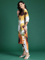 Thumbnail for Indo Era Off White Printed Straight Kurta Trousers Set - Distacart