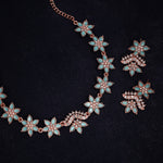 Thumbnail for Tehzeeb Creations Sky Blue Colour Star Design Stone Studded Necklace With Earrings - Distacart