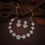 Thumbnail for Tehzeeb Creations Sky Blue Colour Star Design Stone Studded Necklace With Earrings - Distacart