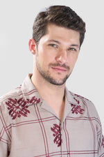 Thumbnail for Xkind Light Maroon Embroidered Releaxed Fit Shirt
