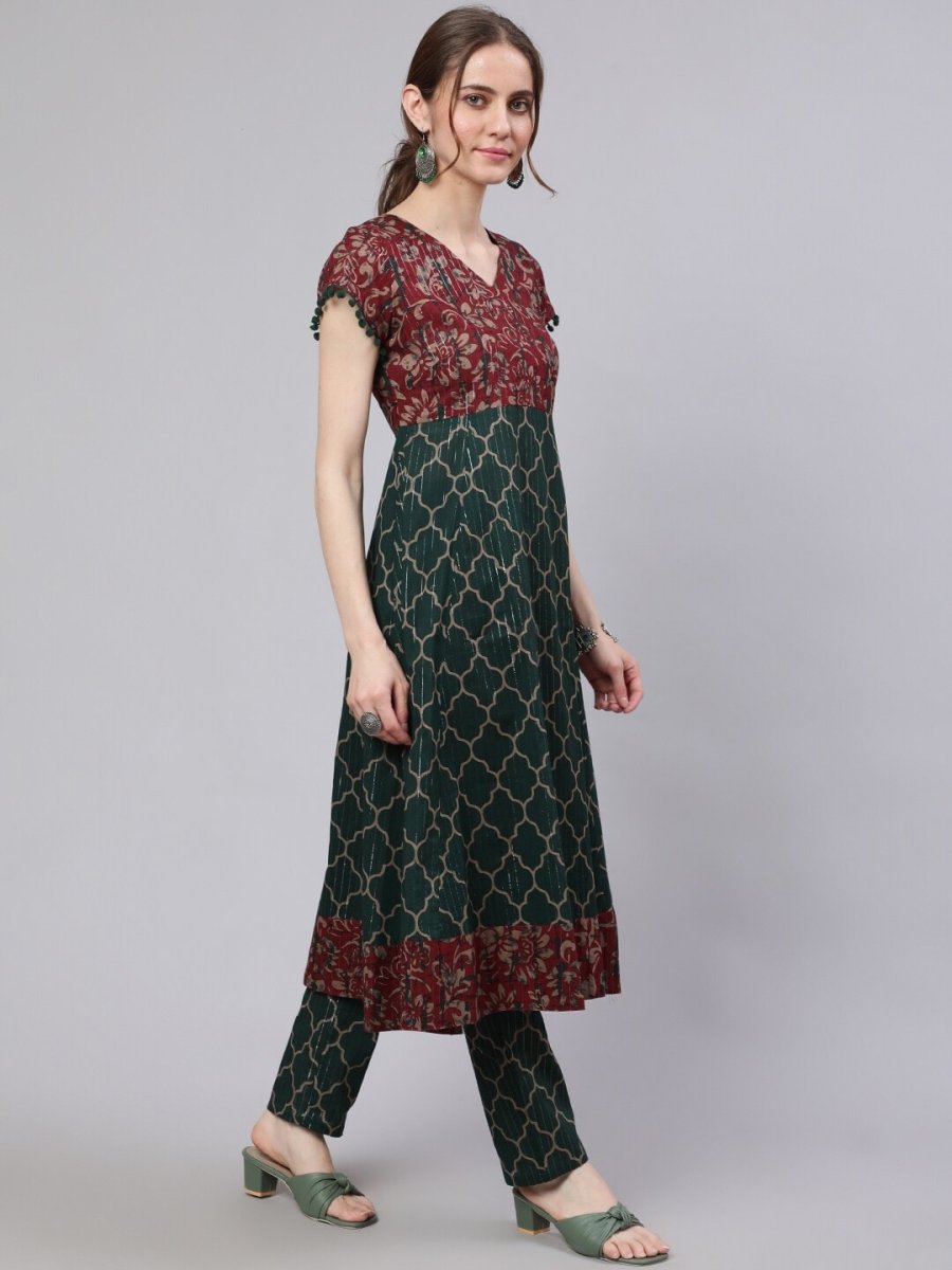 Aks Ethnic Motifs Printed Pure Cotton Anarkali Kurta - Distacart