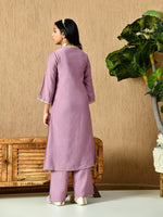 Thumbnail for Myshka Kids Girls Calf length Embellished Kurta Set Lavender Color