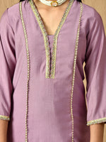 Thumbnail for Myshka Kids Girls Calf length Embellished Kurta Set Lavender Color