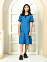 Thumbnail for Myshka Kids Girls Self Design Blue Dress - Distacart