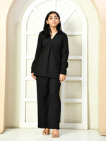 Thumbnail for Myshka Girls Black Solid Polyester Top With Trouser