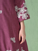 Thumbnail for Myshka Women's Embroidered Calf Length Mauve Kurta With Palazzo
