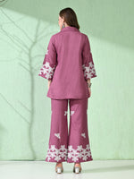 Thumbnail for Myshka Women's Floral Embroidered Pink Tunic with Trouser