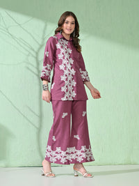 Thumbnail for Myshka Women's Floral Embroidered Pink Tunic with Trouser