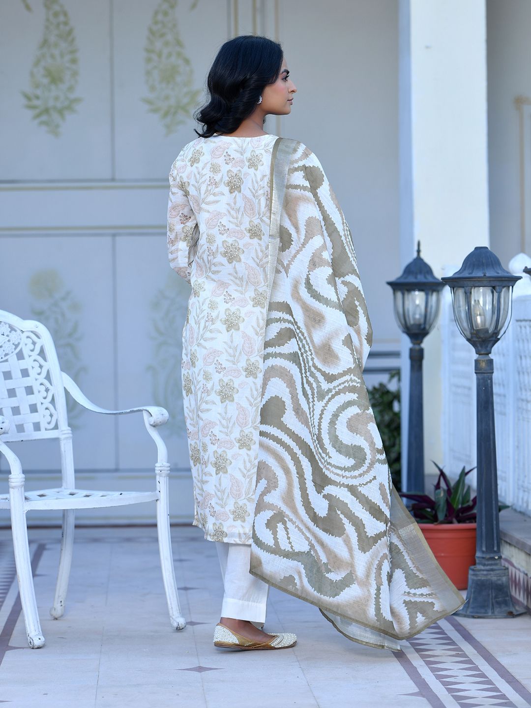 Vaasva Women's Cream Henna Linen Digital Printed Suit Set - Distacart