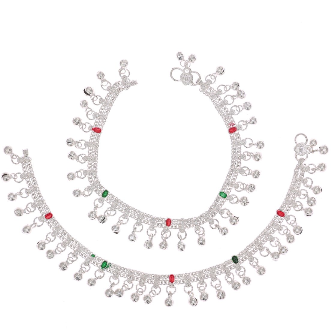 AanyaCentric Silver Plated Traditional Anklets Payal - Classic and Stylish for Women and Girls - Distacart