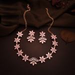 Thumbnail for Tehzeeb Creations Baby Pink Colour Star Design Stone Studded Necklace With Earrings - Distacart