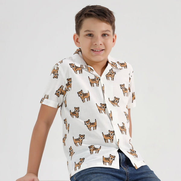 Chilins Boys Printed Resort Beach Regular Fit Shirt