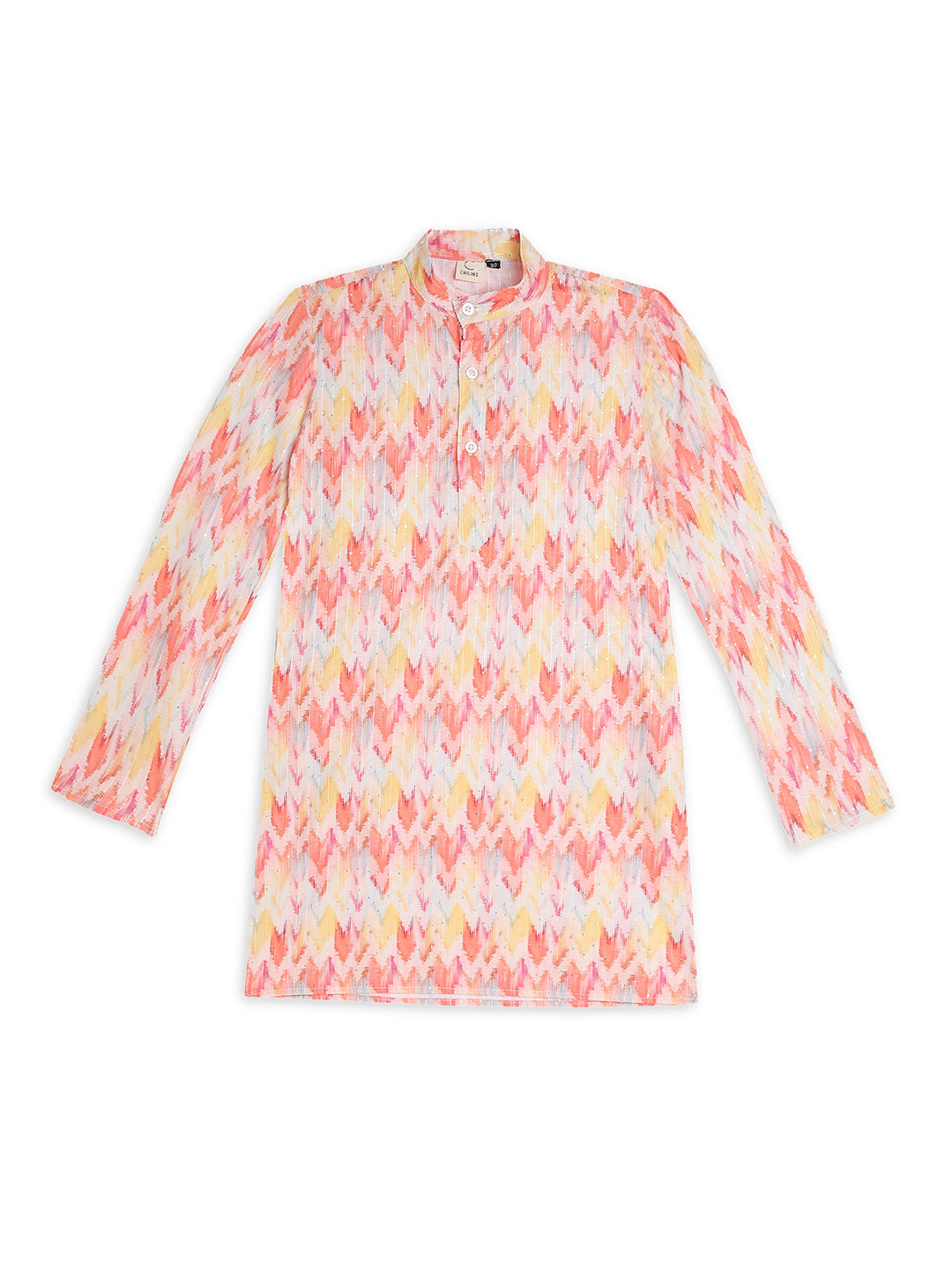 Chilins Ethnic Wear Stylish Printed Embroidery Red Kurta for Boys