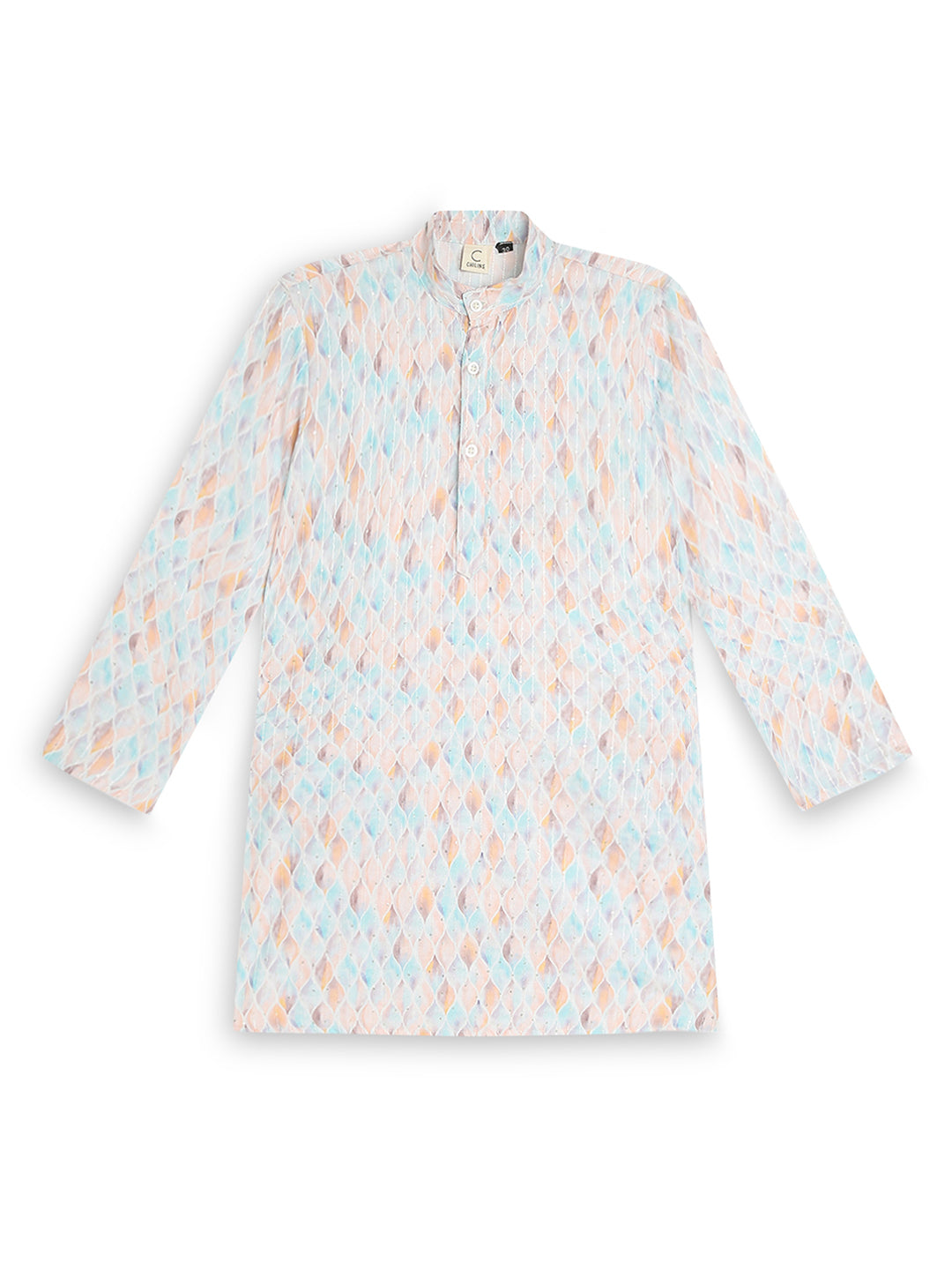 Chilins Ethnic Wear Stylish Printed Embroidery blue Kurta for Boys