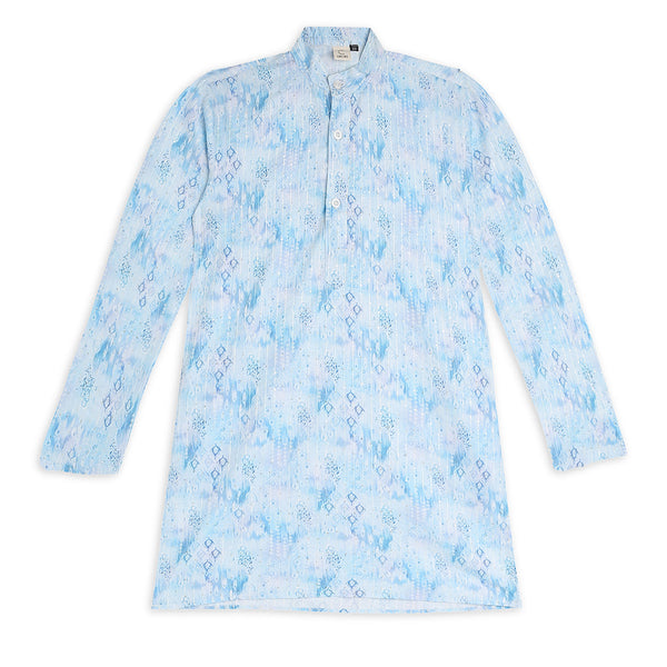 Chilins Ethnic Wear Stylish Printed Embroidery blue Kurta for Boys