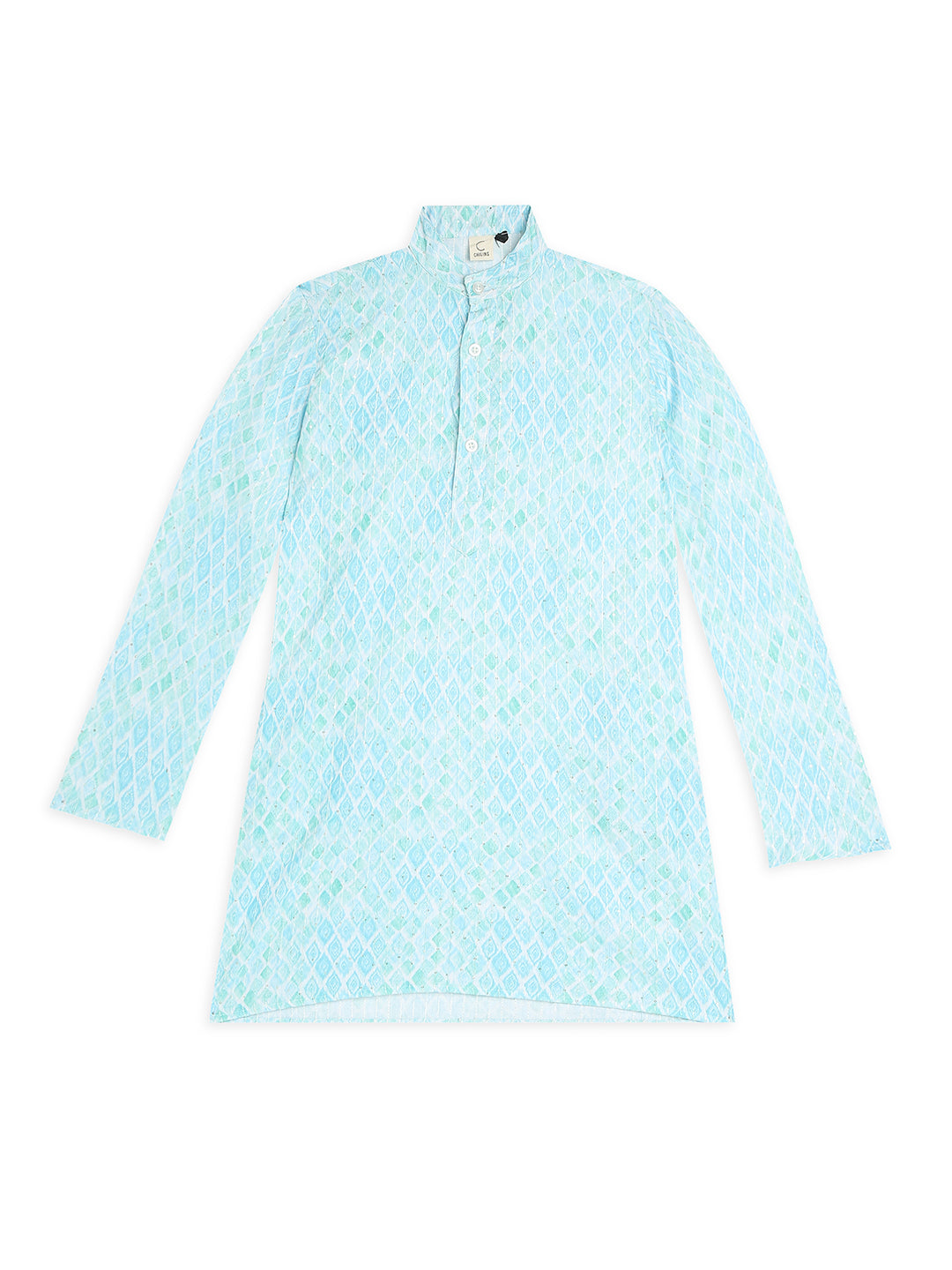 Chilins Ethnic Wear Stylish Printed Embroidery Sky blue Kurta for Boys